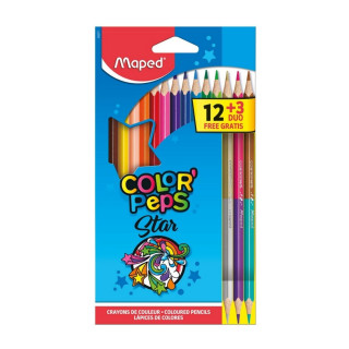 Drvene bojice 12 MAPED Color peps + 3 duo bojice 