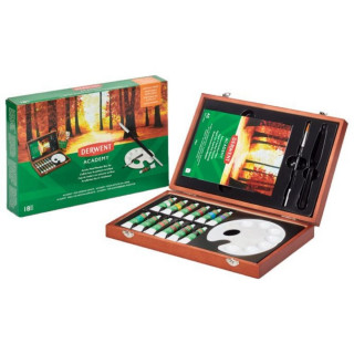 Set akrilnih boja u drvenoj kutiji DERWENT ACADEMY 