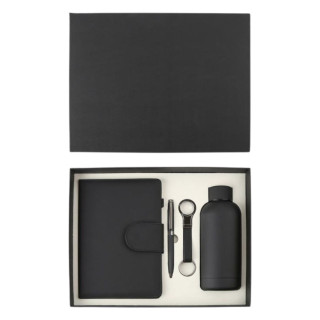 Poklon set za pisanje crna SIERRA notes, privezak, hemijska olovka i flašica 