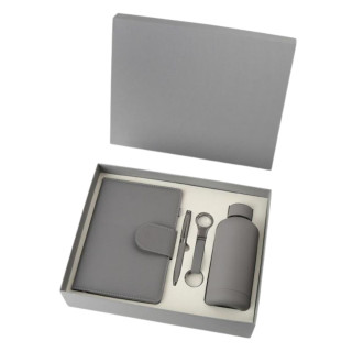 Poklon set za pisanje sivi SIERRA notes, privezak, hemijska olovka i flašica 