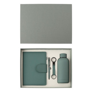 Poklon set za pisanje zeleni SIERRA notes, privezak, hemijska olovka i flašica 