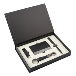 Poklon set za pisanje KIMANO hemijska olovka, privezak, futrola za kartice i flash memorija 