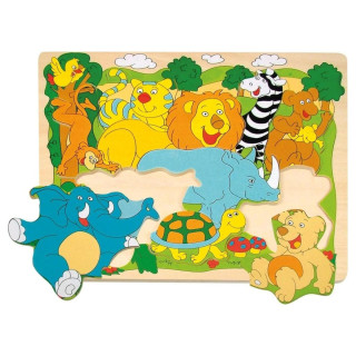 Drvena slagalica WOODY vesele afričke životinje 