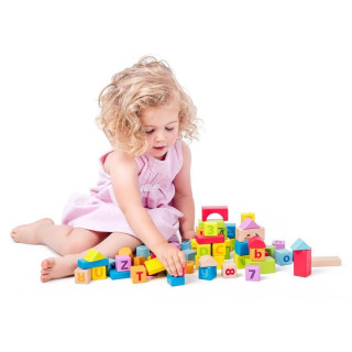 Drvene kocke WOODY slova i brojevi 