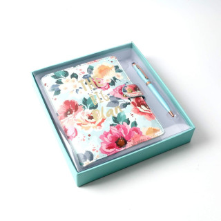 Poklon set notes i olovka TARGET Floral green 