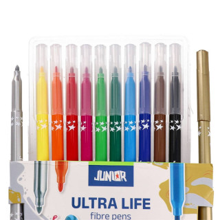 Flomasteri 10+2 JUNIOR Ultra Life sa zlatnom i srebrnom 