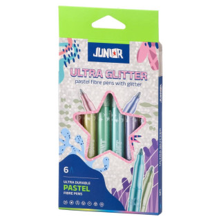 Flomasteri 6 JUNIOR Ultra Glitter Pastel 