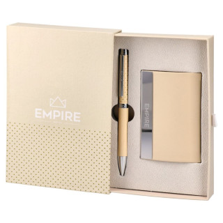 Set hemijska olovka i držač za kartice EMPIRE krem 