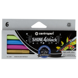 Flomasteri 6 CENTROPEN - Shine 4 Black 