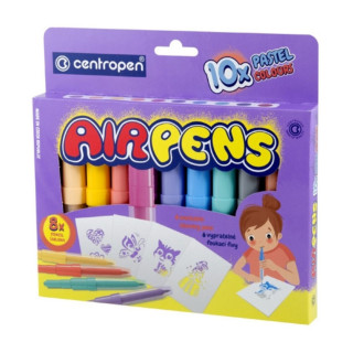 Duvajući flomasteri 10 CENTROPEN - Pastel sa šablonima 