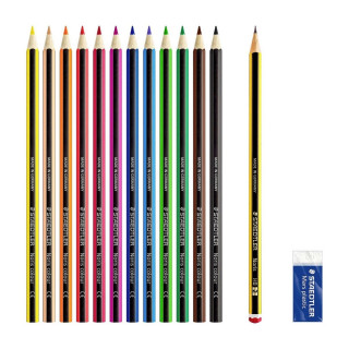Drvene olovke 12 STAEDTLER Noris + gumica + grafitna olovka 