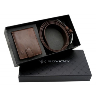 Set novčanik i kaiš ROVICKY braon 