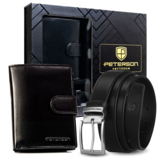 Kožni poklon set PETERSON kaiš i novčanik 