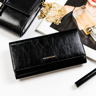 Kožni novčanik PETERSON Luxury crni 