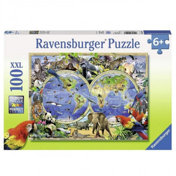 Puzzle RAVENSBURGER Mapa sveta sa životinjama 