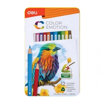 Drvene bojice 12 DELI Color Emotion metalna kutija 