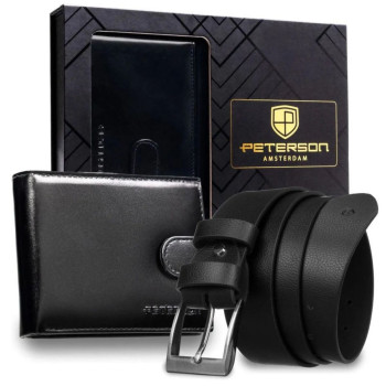 Elegantan set novčanik i kaiš PETERSON koža 