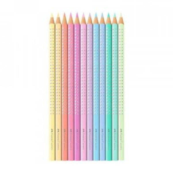 Drvene bojice 12 FABER CASTELL grip sparkle pastel u metalnoj kutiji 
