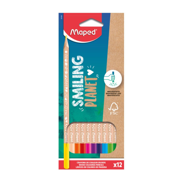 Drvene bojice 12 MAPED Smiling Planet 