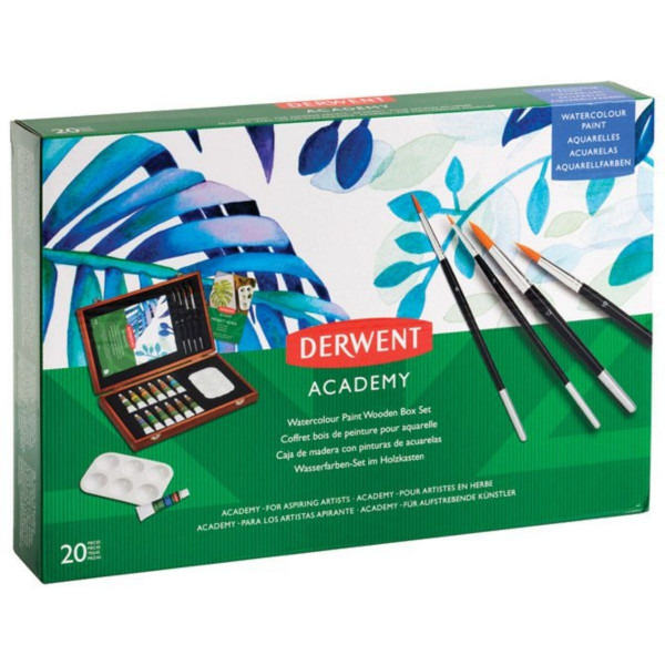 Set akvarel boja u drvenoj kutiji DERWENT ACADEMY 