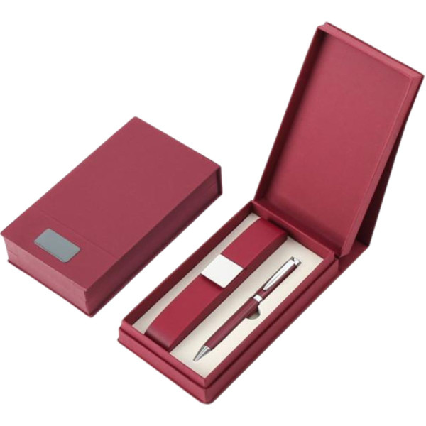 Poklon set za pisanje crveni MONET hemijska olovka i futrola 