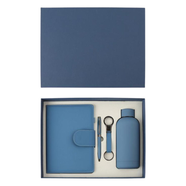 Poklon set za pisanje plavi SIERRA notes, privezak, hemijska olovka i flašica 