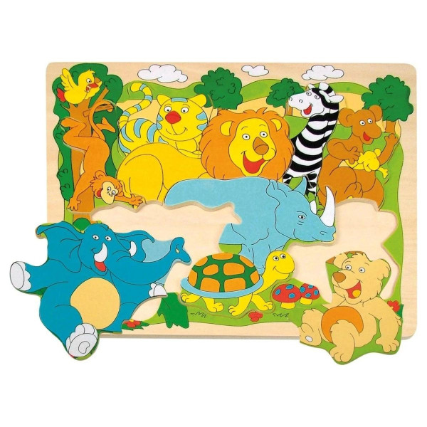 Drvena slagalica WOODY vesele afričke životinje 