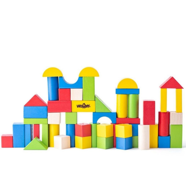 Drvene kocke u boji WOODY 50 delova 