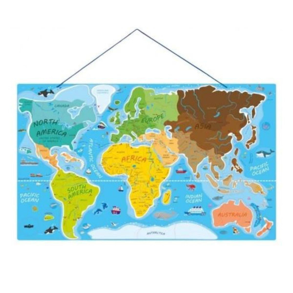 Magnetna mapa sveta WOODY 2u1 uči i igraj se 