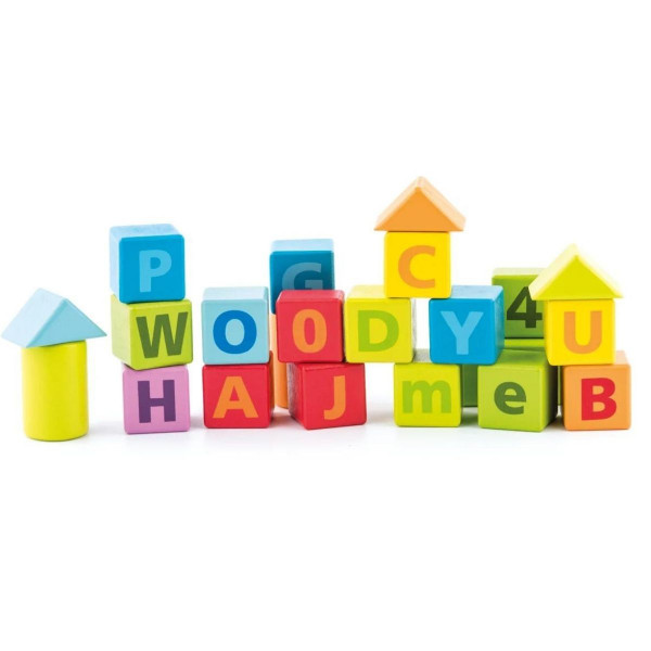 Drvene kocke WOODY slova i brojevi 