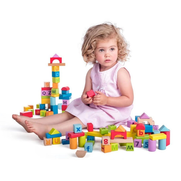 Drvene kocke WOODY slova i brojevi 