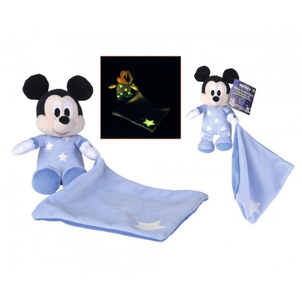 Plišana igračka DISNEY Mickey Mouse i maramica glow in the dark 