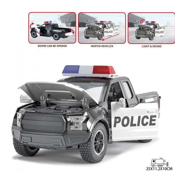 Džip 1:16 policijski crni sa zvukom i svetlom 