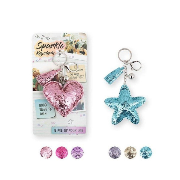 Privezak TRENDHAUS srce i zvezda sa glitterom 