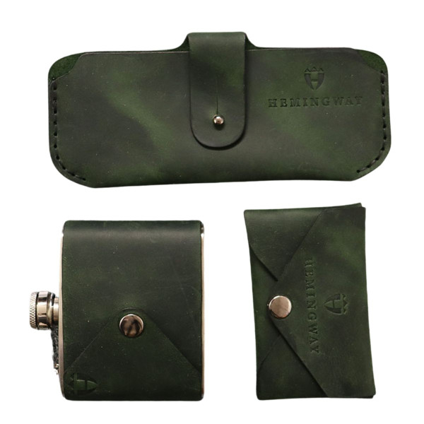 Novčanik, futrola za naočare i pljoska HEMINGWAY Hunters gift box 