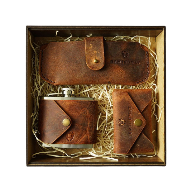 Novčanik, futrola za naočare i pljoska HEMINGWAY Guerrilla gift box 