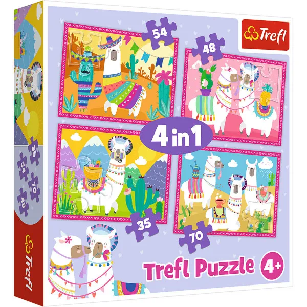 Puzzle TREFL 4u1 (35 48 54 70) Lamas on vacation 