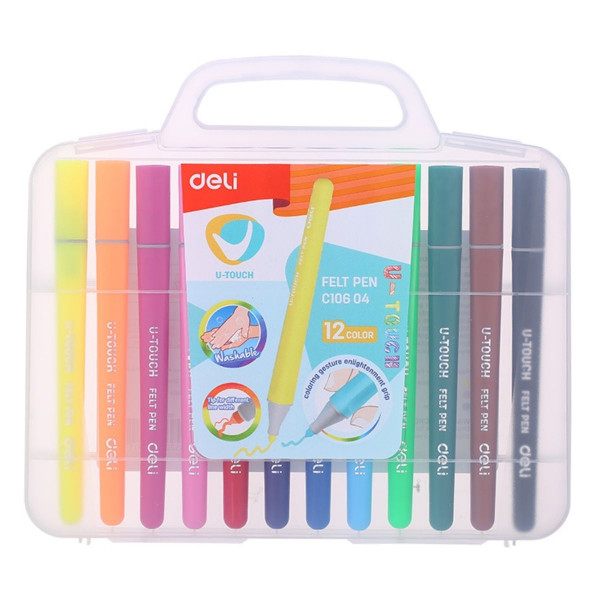 Flomasteri 12 DELI U-Touch u koferčetu 