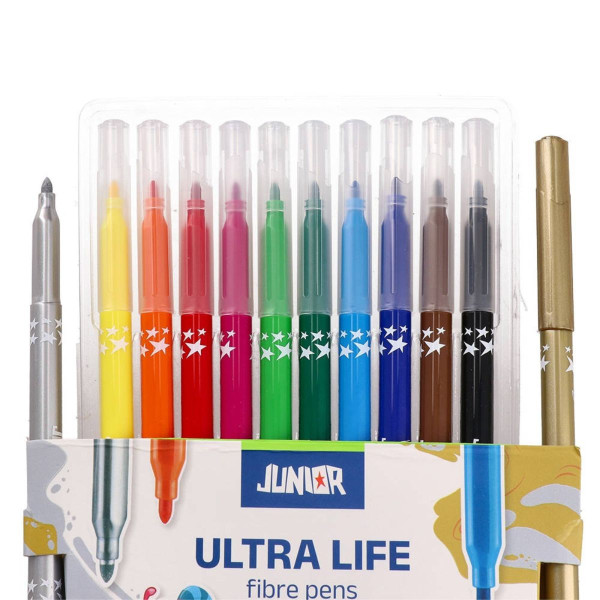Flomasteri 10+2 JUNIOR Ultra Life sa zlatnom i srebrnom 