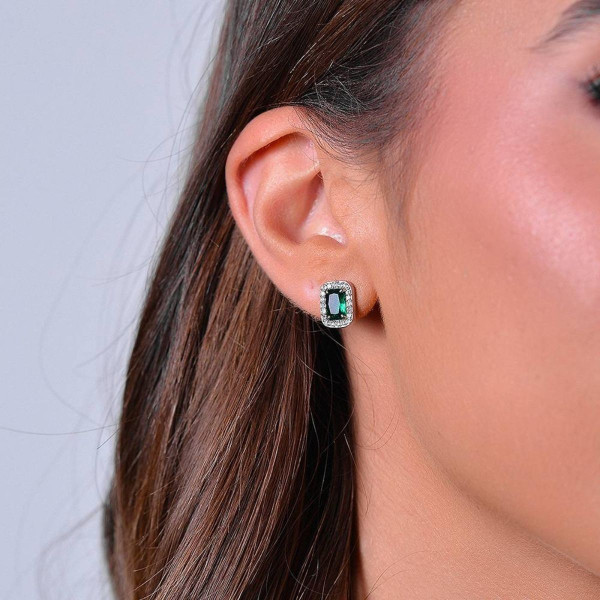 Minđuše LUCA BARRA zeleni kristal sa cirkonima 