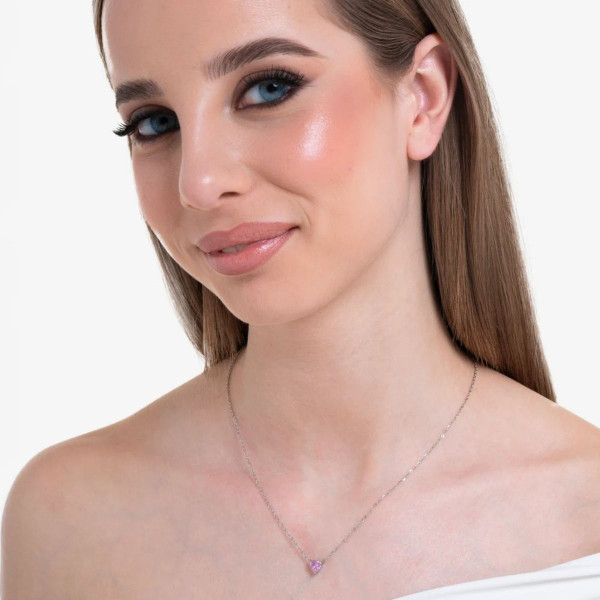 Ogrlica LUCA BARRA kristal roze srce 