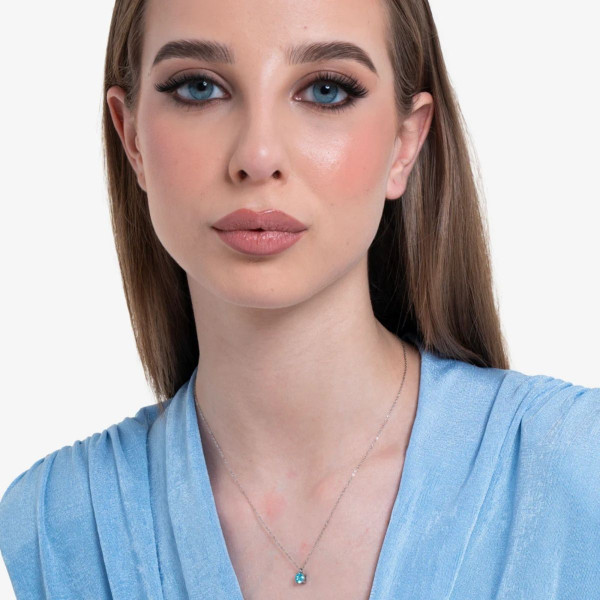 Ogrlica LUCA BARRA akvamarin cirkon 