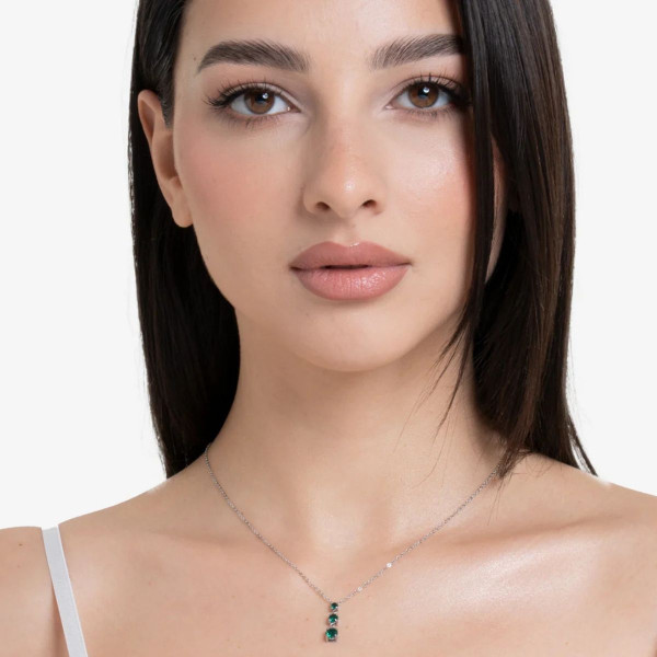 Ogrlica LUCA BARRA zeleni cirkoni 