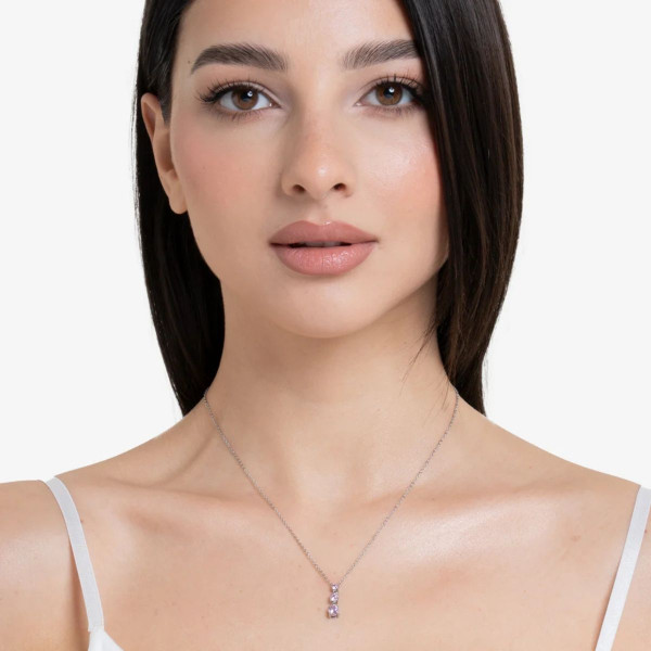 Ogrlica LUCA BARRA roze cirkoni 