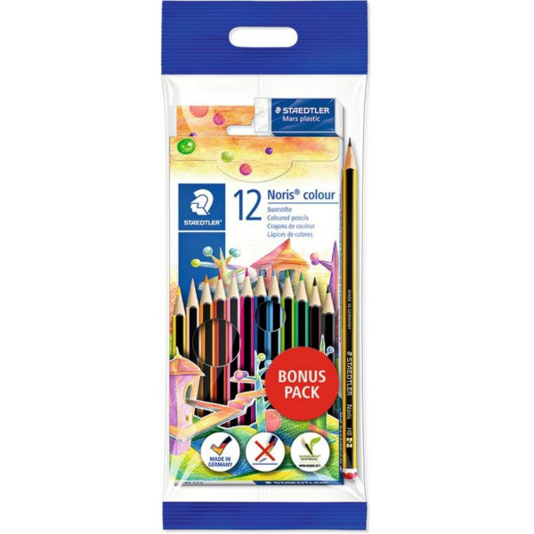 Drvene olovke 12 STAEDTLER Noris + gumica + grafitna olovka 