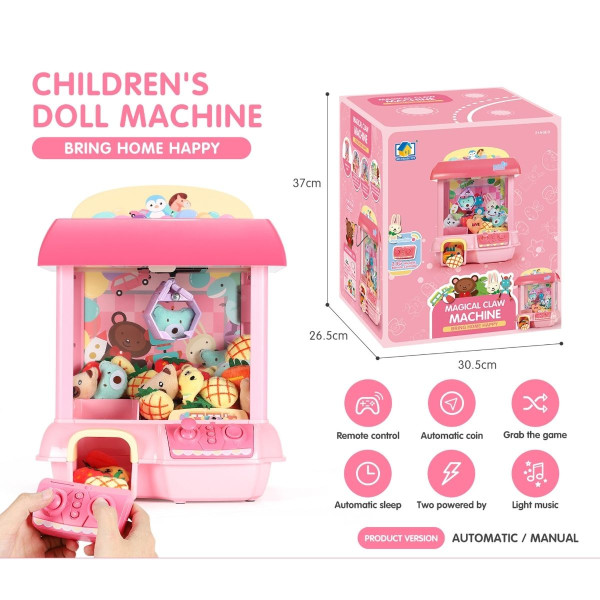 Mašina sa hvataljkom za igračke roze 