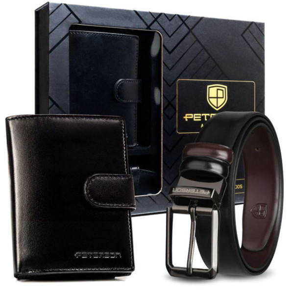 Elegantan set novčanik i kaiš PETERSON koža 