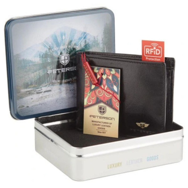 Kožni novčanik PETERSON crni 