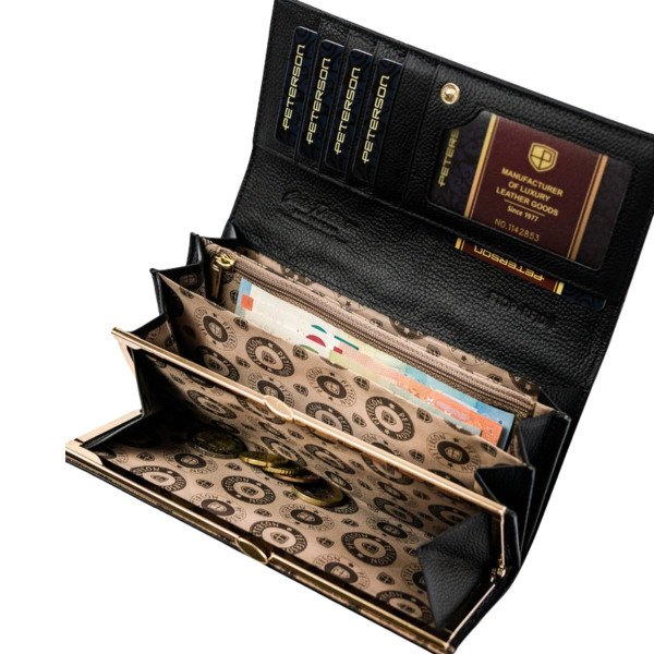 Kožni novčanik PETERSON Luxury crni 