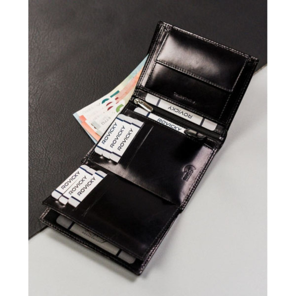 Kožni novčanik ROVICKY crni 